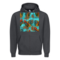 Smoke rooster and sunflowers seamless pattern Zipper Hoodie - HRA Design Shop