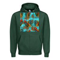 Sports Green rooster and sunflowers seamless pattern Zipper Hoodie - HRA Design Shop