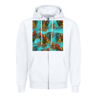 White rooster and sunflowers seamless pattern Zipper Hoodie - HRA Design Shop