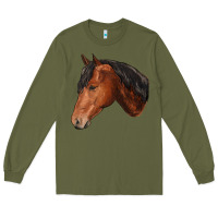 Army Green horse Long Sleeve Tee - RanaPortraitStore