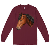 Burgundy horse Long Sleeve Tee - RanaPortraitStore