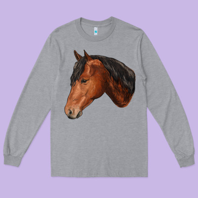 Horse Long Sleeve Tee Designed By Ranaportraitstore