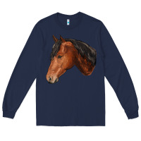 Navy horse Long Sleeve Tee - RanaPortraitStore