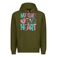 Army Green nursing is a work of heart Premium Hoodie - NancyCooperArtShop