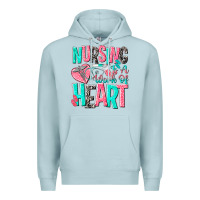 Blue Mist nursing is a work of heart Premium Hoodie - NancyCooperArtShop