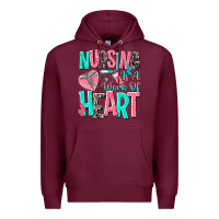 Burgundy nursing is a work of heart Premium Hoodie - NancyCooperArtShop