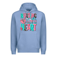 Colony Blue nursing is a work of heart Premium Hoodie - NancyCooperArtShop