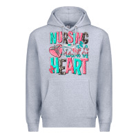Heather Grey nursing is a work of heart Premium Hoodie - NancyCooperArtShop