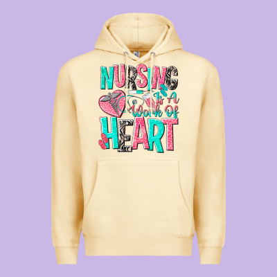 Nursing Is A Work Of Heart Premium Hoodie Designed By Nancycooperartshop