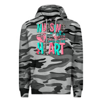 Slate Camo nursing is a work of heart Premium Hoodie - NancyCooperArtShop