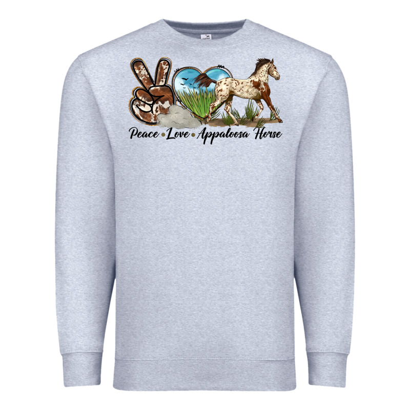 Peace Love Appaloosa Horse Premium Sweatshirt by LillyAllenDesigns | Teevron