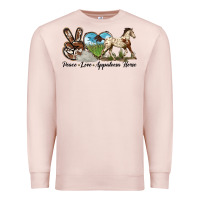 Pale Pink peace love appaloosa horse Premium Sweatshirt - LillyAllenDesigns