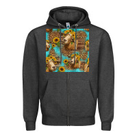 Charcoal Heather goat sunflowers seamless pattern Zipper Hoodie - HRA Design Shop