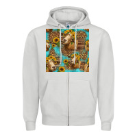 Dove Grey goat sunflowers seamless pattern Zipper Hoodie - HRA Design Shop