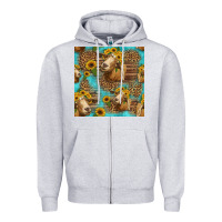 Heather Grey goat sunflowers seamless pattern Zipper Hoodie - HRA Design Shop