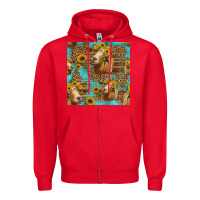 Red goat sunflowers seamless pattern Zipper Hoodie - HRA Design Shop