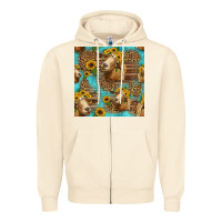 Sandshell goat sunflowers seamless pattern Zipper Hoodie - HRA Design Shop