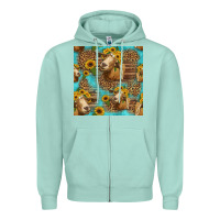 Seafoam goat sunflowers seamless pattern Zipper Hoodie - HRA Design Shop
