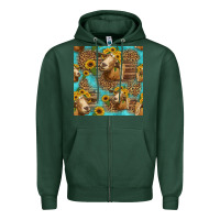 Sports Green goat sunflowers seamless pattern Zipper Hoodie - HRA Design Shop