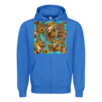 True Royal goat sunflowers seamless pattern Zipper Hoodie - HRA Design Shop
