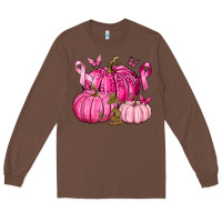 Breast Cancer We Wear Pink With Pumpkin And Ribbon Long Sleeve Tee | Teevron