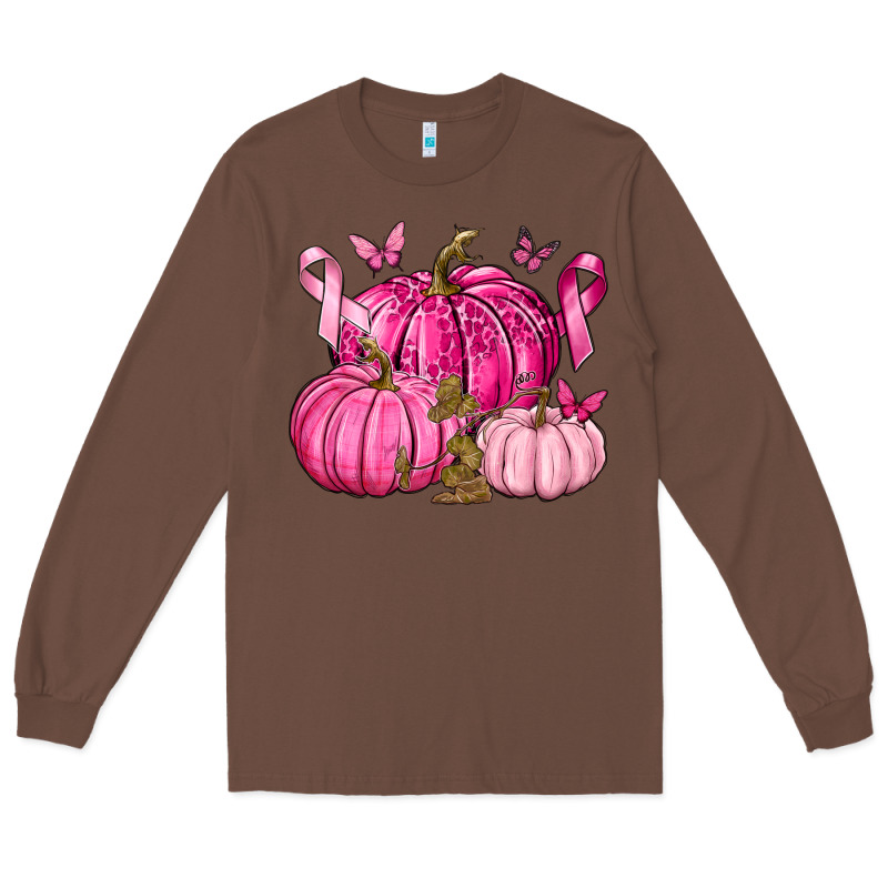 Breast Cancer We Wear Pink With Pumpkin And Ribbon Long Sleeve Tee by texasbilliewilder | Teevron