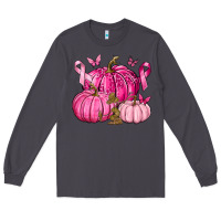 Smoke Breast Cancer We Wear Pink with Pumpkin and Ribbon Long Sleeve Tee - texasbilliewilder