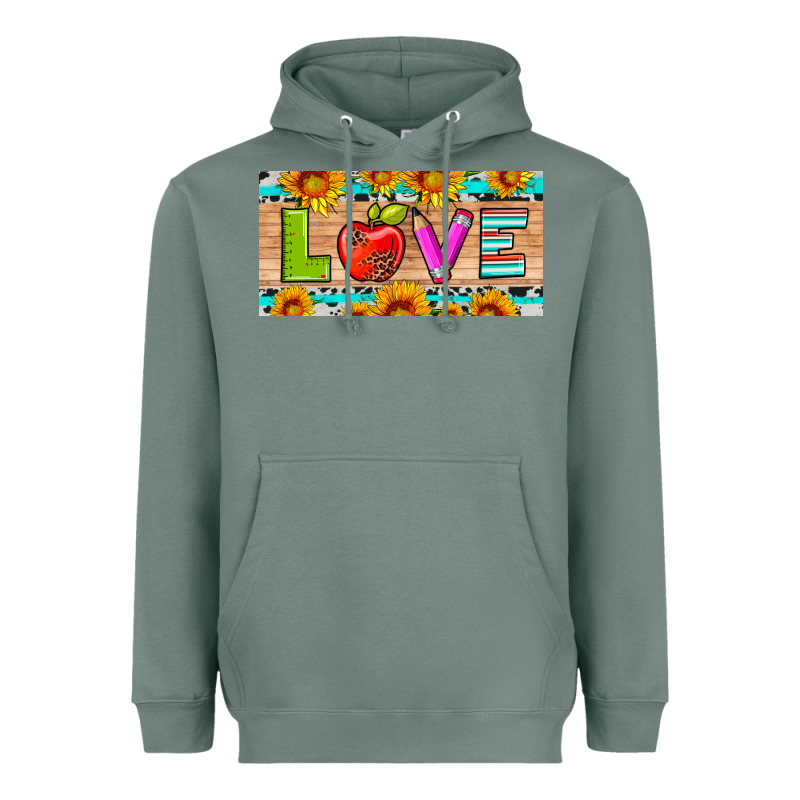 Love And Sunflower With Pen And Apple License Plate Template Heavyweight Hoodie by Artiststas | Teevron