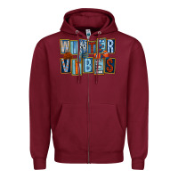 Burgundy winter vibes Zipper Hoodie - FaDigitalArtStudio