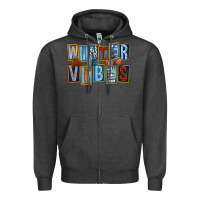 Charcoal Heather winter vibes Zipper Hoodie - FaDigitalArtStudio