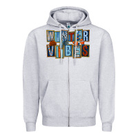 Heather Grey winter vibes Zipper Hoodie - FaDigitalArtStudio