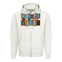 Oatmeal Heather winter vibes Zipper Hoodie - FaDigitalArtStudio