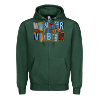 Sports Green winter vibes Zipper Hoodie - FaDigitalArtStudio