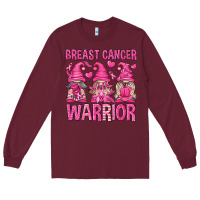 Burgundy Breast Cancer Warrior Gnomes Long Sleeve Tee - texasbilliewilder