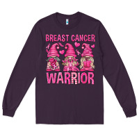 Plum Breast Cancer Warrior Gnomes Long Sleeve Tee - texasbilliewilder