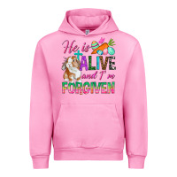 Fuchsia Pink He Is Alive And I'm Forgiven Urban Hoodie - BundleAndBundleShop