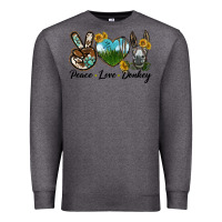 Charcoal Heather Peace Love Donkey Head Premium Sweatshirt - LillyAllenDesigns