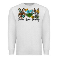 Oatmeal Heather Peace Love Donkey Head Premium Sweatshirt - LillyAllenDesigns