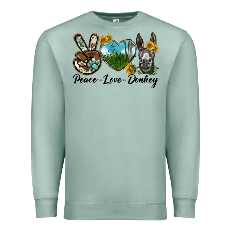 Peace Love Donkey Head Premium Sweatshirt by LillyAllenDesigns | Teevron