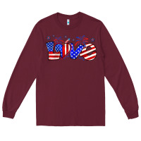 Burgundy love 4th of july Long Sleeve Tee - Zillion Design Studio