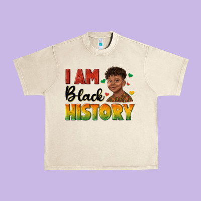 Urban Heavy Tee i am black history with afro black boy