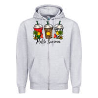 Heather Grey hello summer Zipper Hoodie - CowhideDigitalArt