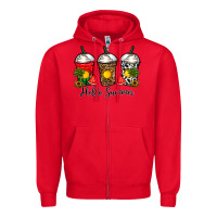 Red hello summer Zipper Hoodie - CowhideDigitalArt
