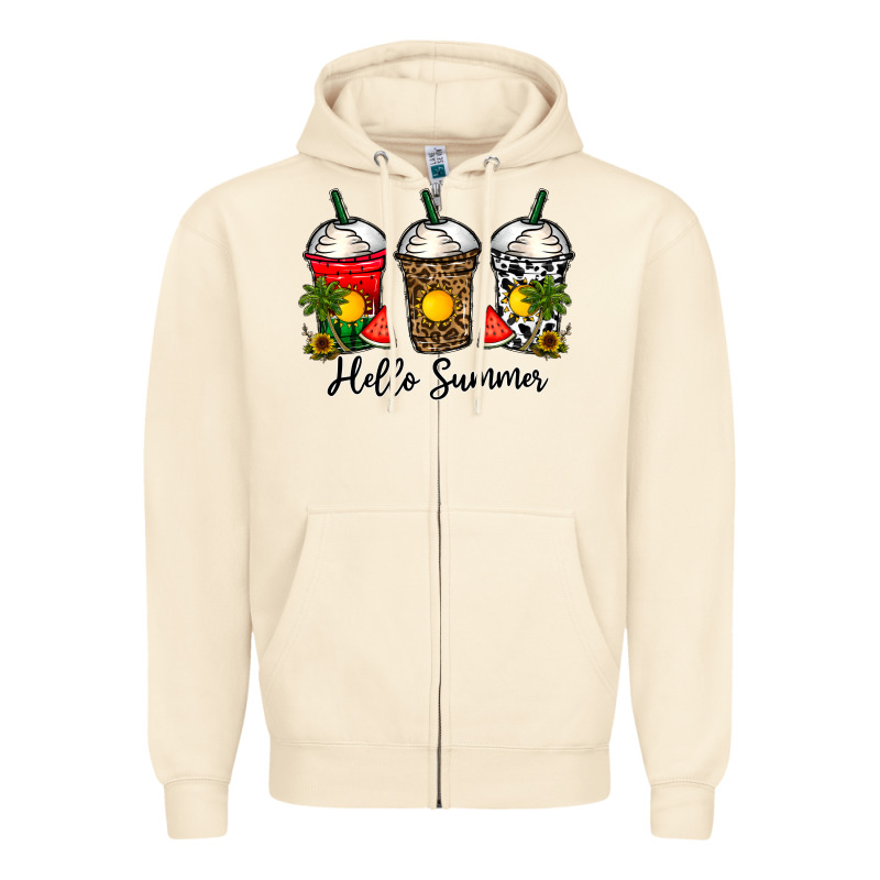 Hello Summer Zipper Hoodie by CowhideDigitalArt | Teevron