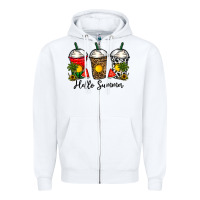 White hello summer Zipper Hoodie - CowhideDigitalArt