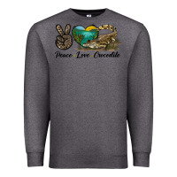 Charcoal Heather Peace Love Crocodile Premium Sweatshirt - LillyAllenDesigns