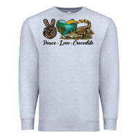 Heather Grey Peace Love Crocodile Premium Sweatshirt - LillyAllenDesigns