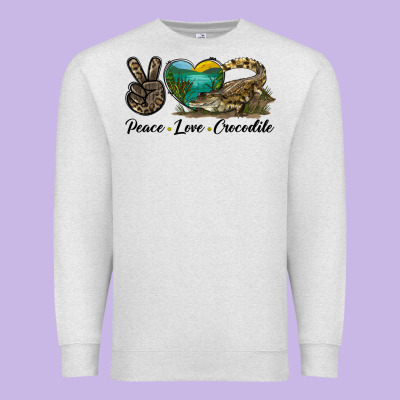 Peace Love Crocodile Premium Sweatshirt Designed By Lillyallendesigns
