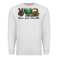 Oatmeal Heather Peace Love Crocodile Premium Sweatshirt - LillyAllenDesigns