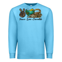 Ocean Blue Peace Love Crocodile Premium Sweatshirt - LillyAllenDesigns